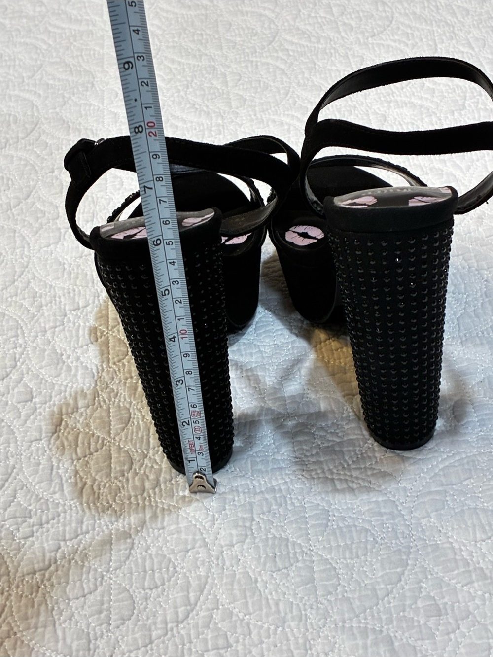 Juicy Couture Trice Black Rhinestone Platform Heels Ankle Strap Sandals Size 7 - Picture 6 of 7